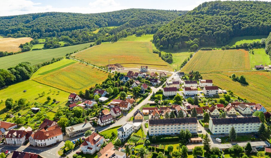 Luftbild des Neubaugebiets über Heilbad Heiligenstadt