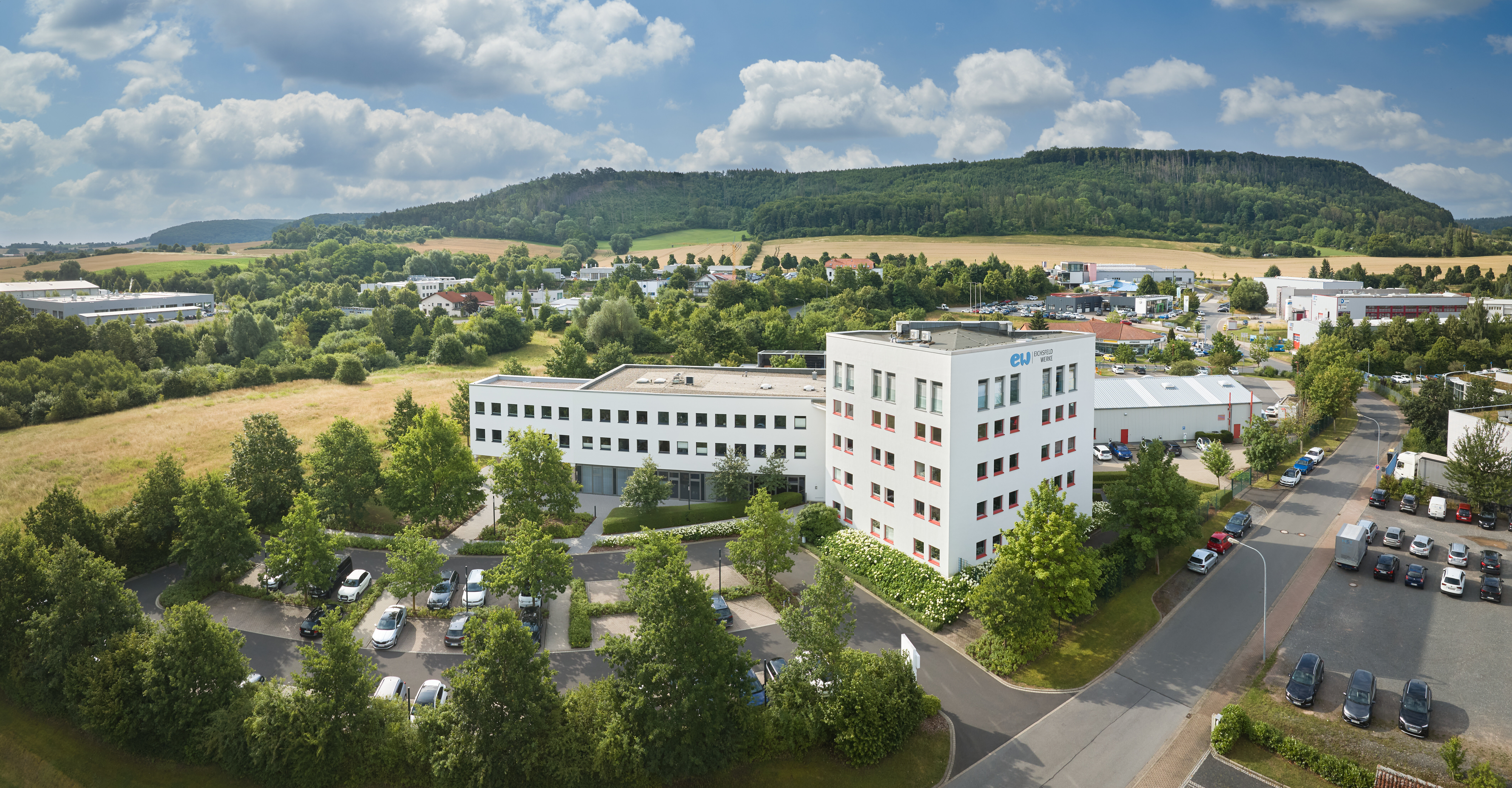 Luftaufnahme der Hauptgeschäftsstelle der Eichsfeldwerke in Heilbad Heiligenstadt