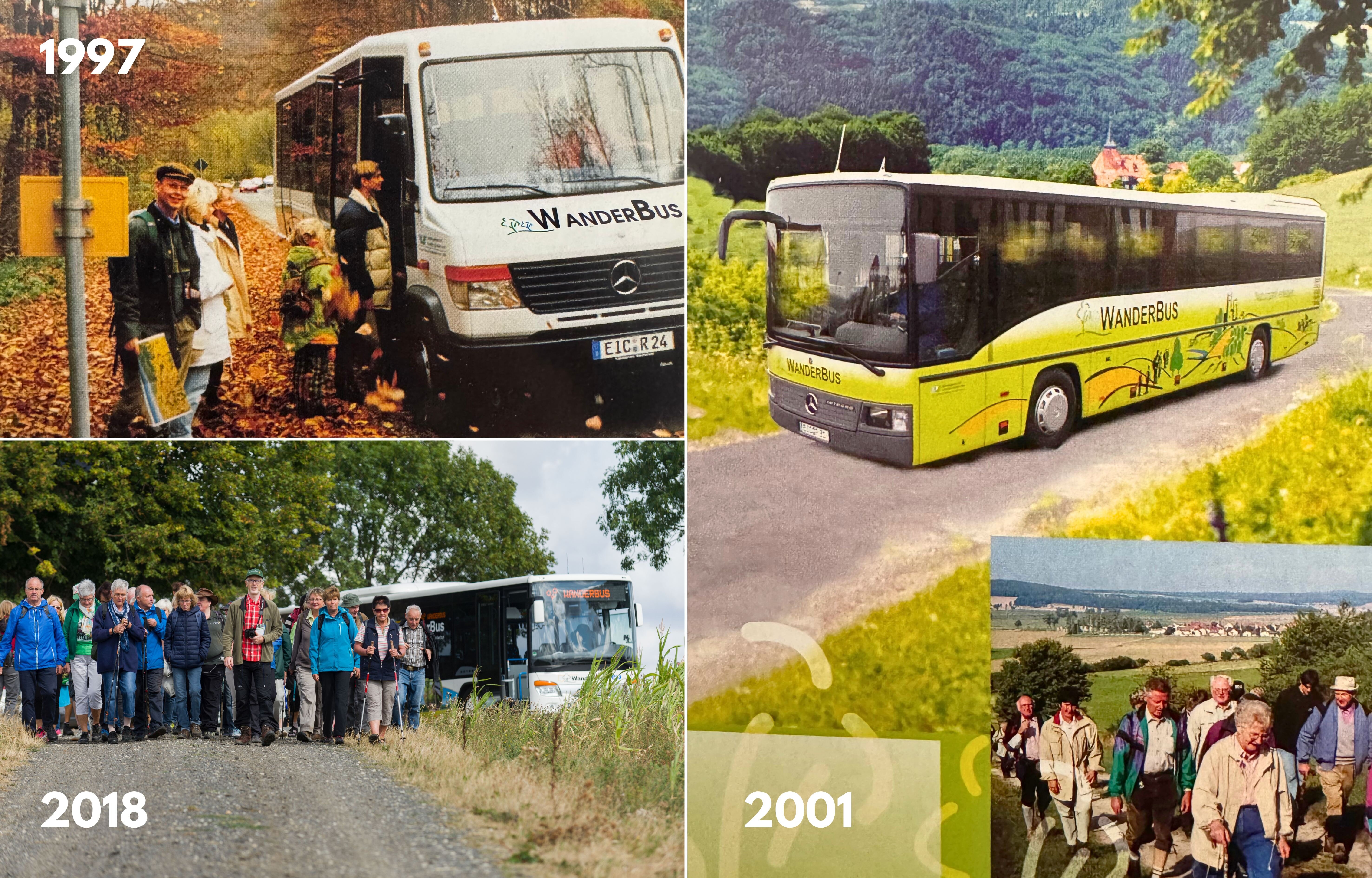 Der WanderBus im Wandel der Zeit. Ursprünglich startete er als Ringlinie, heute stehen individuell geplante Touren auf dem Programm.